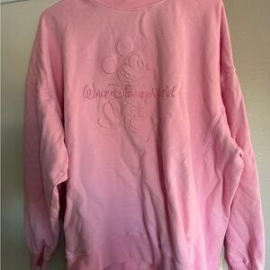 Disney Pink Embossed Mickey Crewneck Sweatshirt